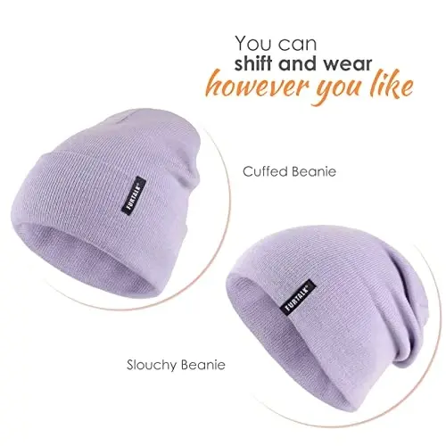FURTALK Beanie Hat for Men Women Winter Hats for Women Men Soft Warm Unisex Cuffed Beanie Knitted Skull Cap - 3