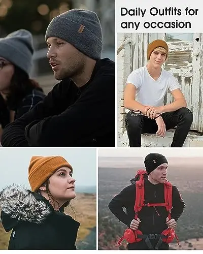 FURTALK Beanie for Men Women Cuffed Thick Knitted Unisex Winter Hat Beanies Skull Cap - 4