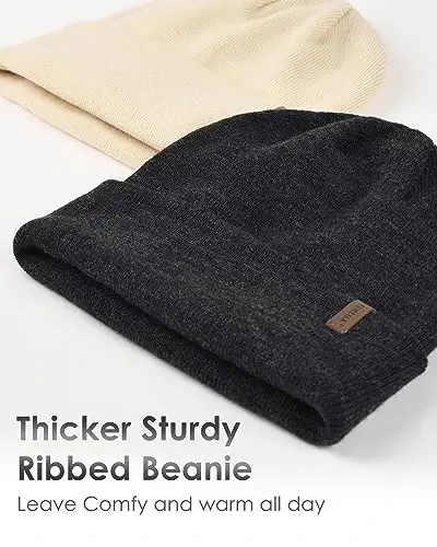 FURTALK Beanie for Men Women Cuffed Thick Knitted Unisex Winter Hat Beanies Skull Cap - 1