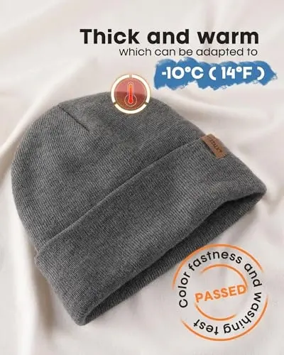 FURTALK Beanie for Men Women Cuffed Thick Knitted Unisex Winter Hat Beanies Skull Cap - 1