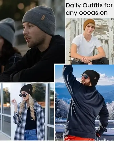 FURTALK Beanie for Men Women Cuffed Thick Knitted Unisex Winter Hat Beanies Skull Cap - 4