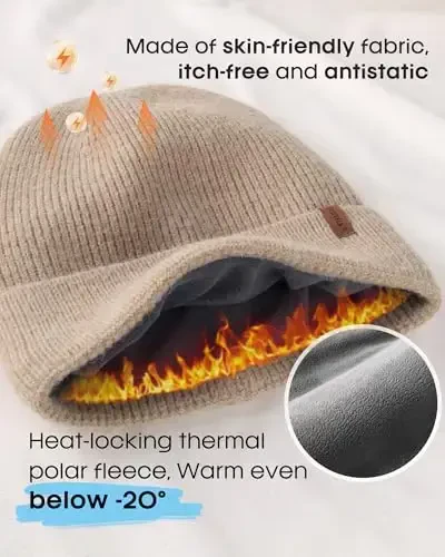 FURTALK Winter Hats for Men Women Fleece Lined Beanie Warm Cuffed Outdoor Skull Cap - FURTALK (1)