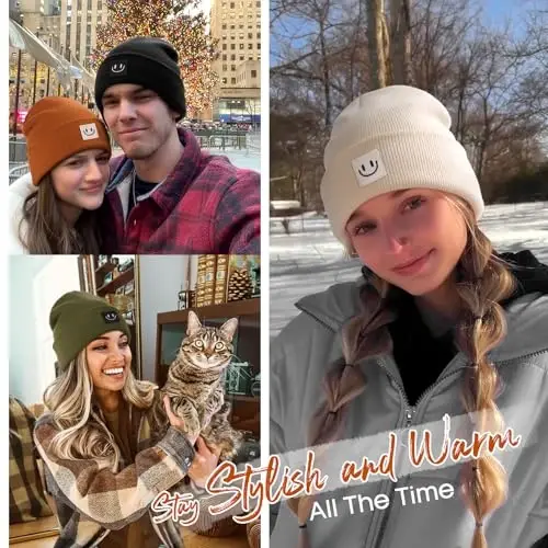 FURTALK Unisex Beanie for Women Men Knit Cuffed Winter Hats Soft Warm Cute Ski Skull Caps - 1