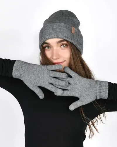 FURTALK Womens Winter Hat Scarf Gloves Set Knitted Thick Beanie Touchscreen Gloves Neck Warmer for Men Women - 5