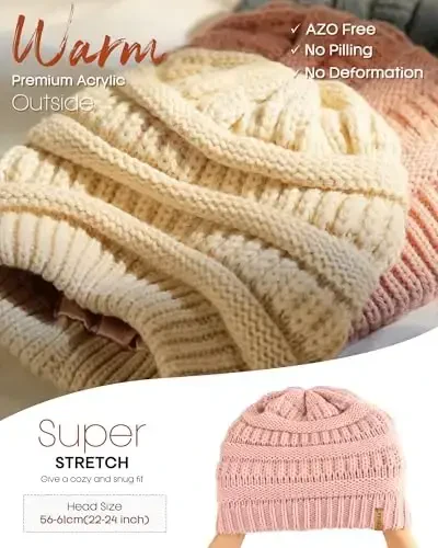 FURTALK Womens Satin Lined Knit Beanie Slouchy Winter Hats Skull Soft Warm Cap - 3