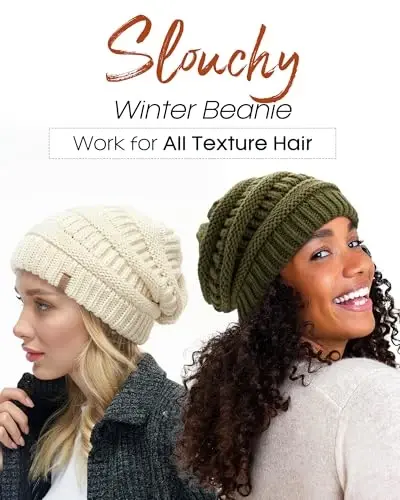 FURTALK Womens Satin Lined Knit Beanie Slouchy Winter Hats Skull Soft Warm Cap - 4