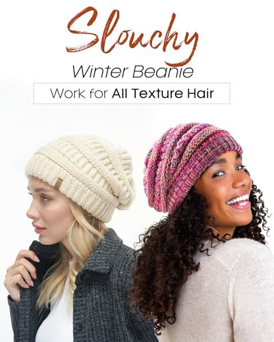 FURTALK Womens Satin Lined Knit Beanie Slouchy Winter Hats Skull Soft Warm Cap - 4