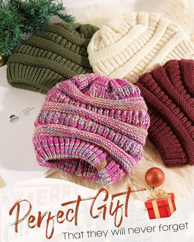 FURTALK Womens Satin Lined Knit Beanie Slouchy Winter Hats Skull Soft Warm Cap - 5