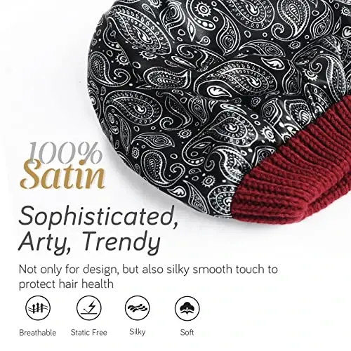 FURTALK Winter Beanie Hat for Women Satin Lined Cable Knit Chunky Slouchy Beanies Skull Warm Cap - 2