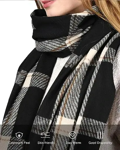 FURTALK Winter Scarf for Women Oversized Plaid Tassel Shawl Wrap | Buttery Soft Fabric,Thick Oversized Fit, AZO-Free, Premium Chic Look, Anti-Pilling Winter Wrap - FURTALK (1)