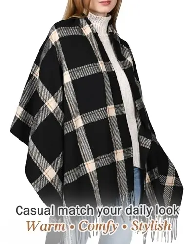 FURTALK Winter Scarf for Women Oversized Plaid Tassel Shawl Wrap | Buttery Soft Fabric,Thick Oversized Fit, AZO-Free, Premium Chic Look, Anti-Pilling Winter Wrap - 3