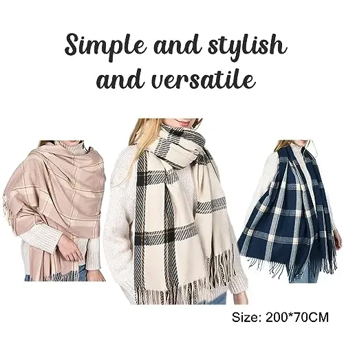 FURTALK Winter Scarf for Women Oversized Plaid Tassel Shawl Wrap | Buttery Soft Fabric,Thick Oversized Fit, AZO-Free, Premium Chic Look, Anti-Pilling Winter Wrap - 5