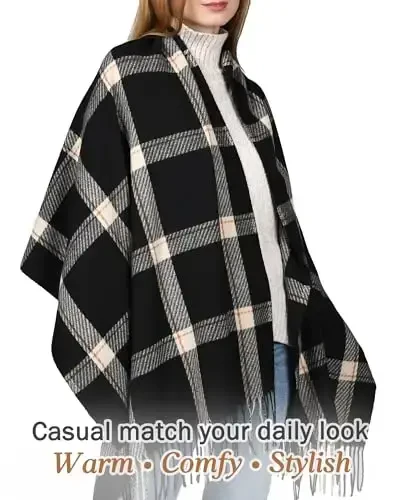 FURTALK Winter Scarf for Women Shawl CasModazoneere Feel Tassel Plaid Large Oversized Scarves Wraps - 3