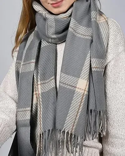 FURTALK Winter Scarf for Women Shawl CasModazoneere Feel Tassel Plaid Large Oversized Scarves Wraps - 4