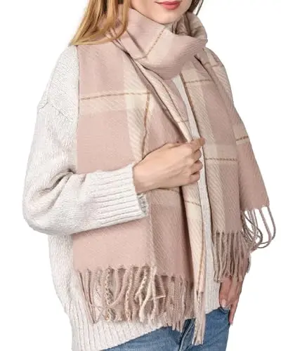 FURTALK Winter Scarf for Women Oversized Plaid Tassel Shawl Wrap | Buttery Soft Fabric,Thick Oversized Fit, AZO-Free, Premium Chic Look, Anti-Pilling Winter Wrap 