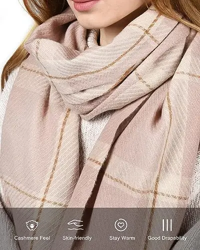 FURTALK Winter Scarf for Women Shawl CasModazoneere Feel Tassel Plaid Large Oversized Scarves Wraps - FURTALK (1)