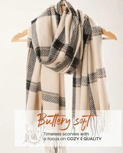 FURTALK Winter Scarf for Women Shawl CasModazoneere Feel Tassel Plaid Large Oversized Scarves Wraps - FURTALK