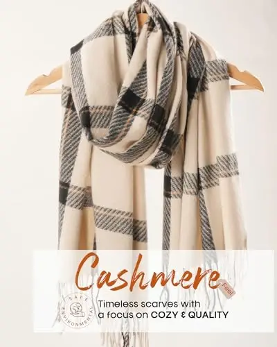 FURTALK Winter Scarf for Women Shawl CasModazoneere Feel Tassel Plaid Large Oversized Scarves Wraps - 4