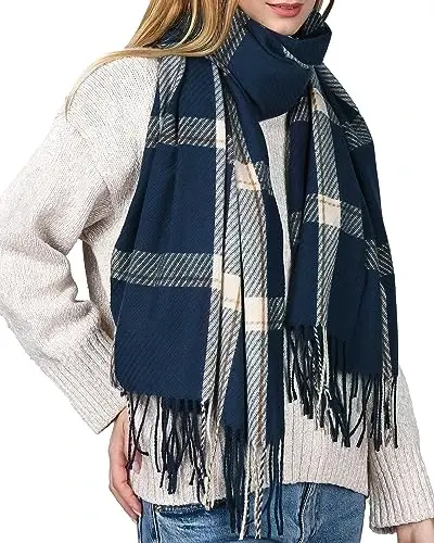 FURTALK Winter Scarf for Women Oversized Plaid Tassel Shawl Wrap | Buttery Soft Fabric,Thick Oversized Fit, AZO-Free, Premium Chic Look, Anti-Pilling Winter Wrap 