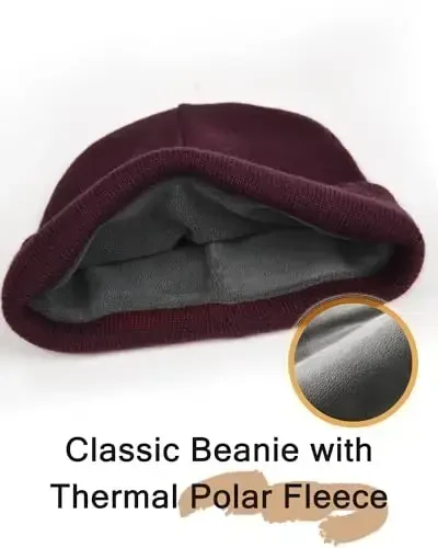 FURTALK Mens Beanie Fleece Lined Winter Hats Double Layered Stylish Knited Cuffed Plain Hat - 3