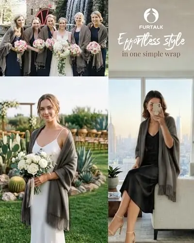 FURTALK PasModazoneina Shawl Wraps CasModazoneere Feel Blanket Scarves Fashion Scarf for Women Evening Wedding Bridesmaid Gifts - 4