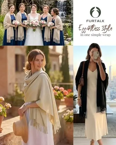 FURTALK PasModazoneina Shawl Wraps CasModazoneere Feel Blanket Scarves Fashion Scarf for Women Evening Wedding Bridesmaid Gifts - 5