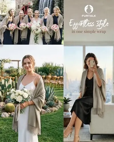 FURTALK PasModazoneina Shawl Wraps CasModazoneere Feel Blanket Scarves Fashion Scarf for Women Evening Wedding Bridesmaid Gifts - 4