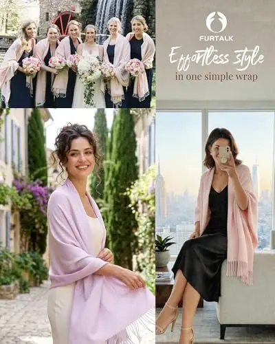 FURTALK PasModazoneina Shawl Wraps CasModazoneere Feel Blanket Scarves Fashion Scarf for Women Evening Wedding Bridesmaid Gifts - 5