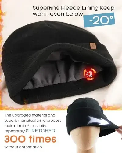 FURTALK Qishki shapka sharf Sensorli ekranli qo'lqoplar to'plami 3 dona Issiq trikotaj shapkalar Erkaklar va ayollar uchun mo'ynali astarli bosh suyagi qopqog'i - 2