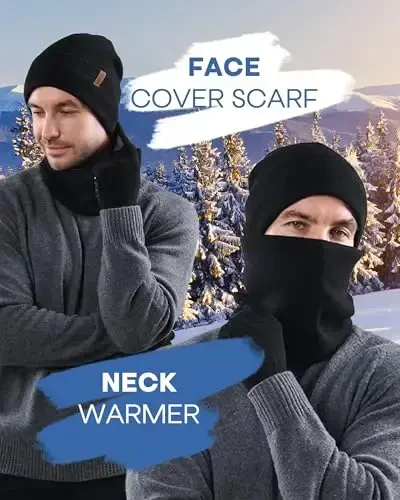 FURTALK Qishki shapka sharf Sensorli ekranli qo'lqoplar to'plami 3 dona Issiq trikotaj shapkalar Erkaklar va ayollar uchun mo'ynali astarli bosh suyagi qopqog'i - 4