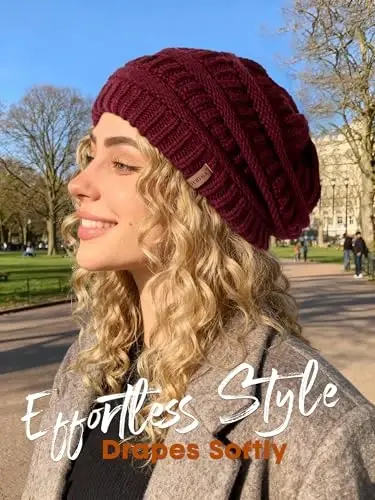 FURTALK Winter Beanie Hat for Women Satin Lined Cable Knit Chunky Slouchy Beanies Skull Warm Cap - 7