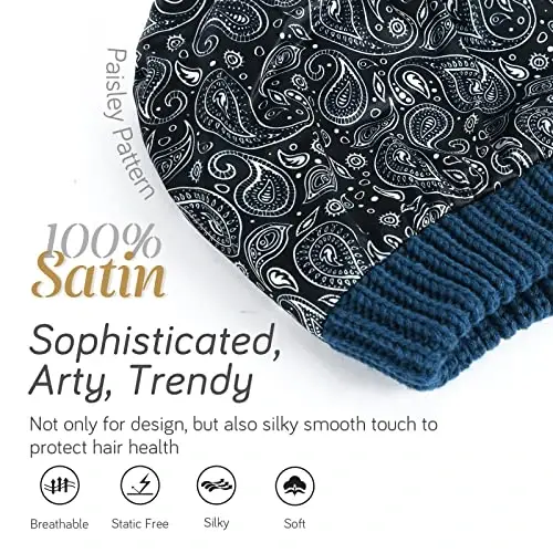 FURTALK Winter Beanie Hat for Women Satin Lined Cable Knit Chunky Slouchy Beanies Skull Warm Cap - 2