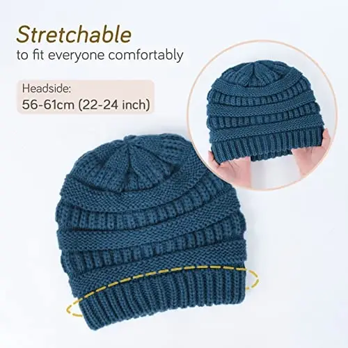 FURTALK Winter Beanie Hat for Women Satin Lined Cable Knit Chunky Slouchy Beanies Skull Warm Cap - 4
