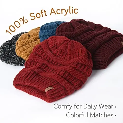 FURTALK Winter Beanie Hat for Women Satin Lined Cable Knit Chunky Slouchy Beanies Skull Warm Cap - 5