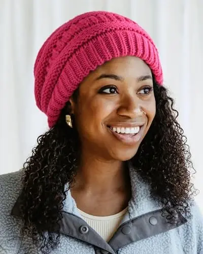 FURTALK Winter Beanie Hat for Women Satin Lined Cable Knit Chunky Slouchy Beanies Skull Warm Cap - 4