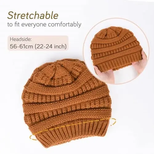 FURTALK Winter Beanie Hat for Women Satin Lined Cable Knit Chunky Slouchy Beanies Skull Warm Cap - 4