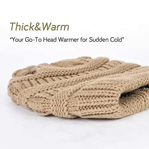 FURTALK Winter Beanie Hat for Women Satin Lined Cable Knit Chunky Slouchy Beanies Skull Warm Cap - 4