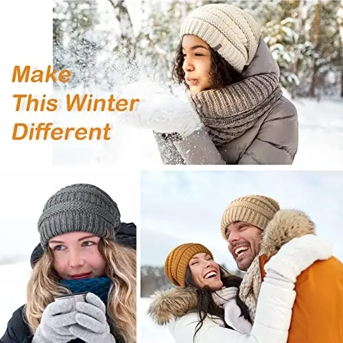 FURTALK Winter Beanie Hat for Women Satin Lined Cable Knit Chunky Slouchy Beanies Skull Warm Cap - 6