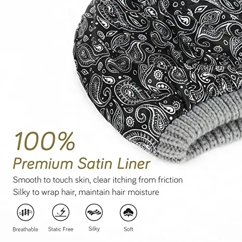 FURTALK Winter Beanie Hat for Women Satin Lined Cable Knit Chunky Slouchy Beanies Skull Warm Cap - 2