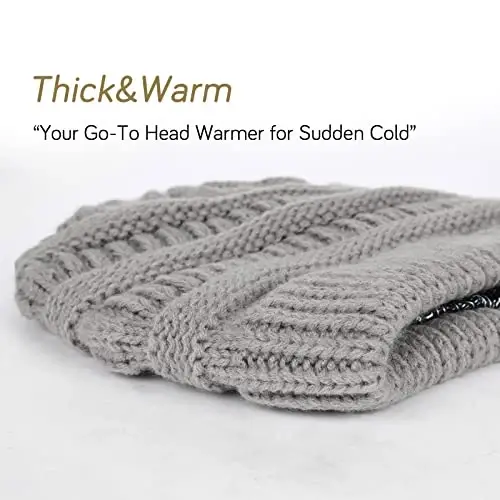 FURTALK Winter Beanie Hat for Women Satin Lined Cable Knit Chunky Slouchy Beanies Skull Warm Cap - 4