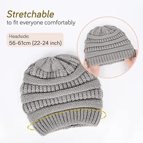 FURTALK Winter Beanie Hat for Women Satin Lined Cable Knit Chunky Slouchy Beanies Skull Warm Cap - 5
