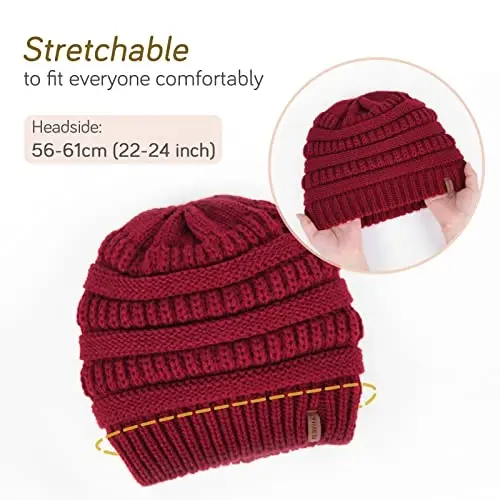 FURTALK Winter Beanie Hat for Women Satin Lined Cable Knit Chunky Slouchy Beanies Skull Warm Cap - 5