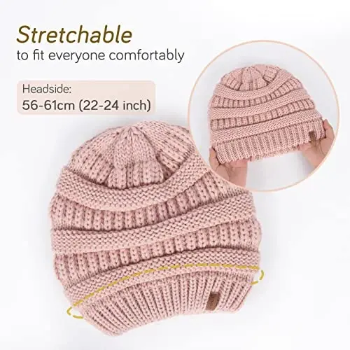 FURTALK Winter Beanie Hat for Women Satin Lined Cable Knit Chunky Slouchy Beanies Skull Warm Cap - 6