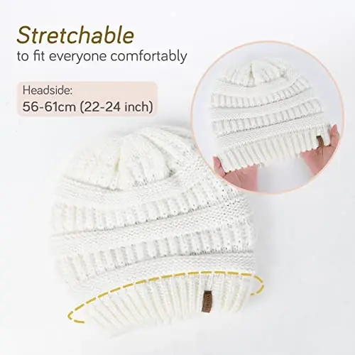 FURTALK Winter Beanie Hat for Women Satin Lined Cable Knit Chunky Slouchy Beanies Skull Warm Cap - 4