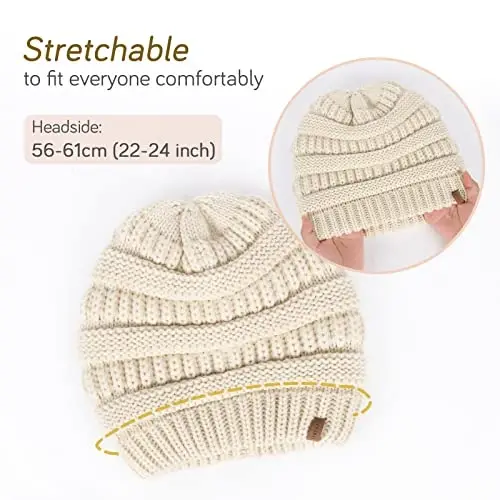 FURTALK Winter Beanie Hat for Women Satin Lined Cable Knit Chunky Slouchy Beanies Skull Warm Cap - 5