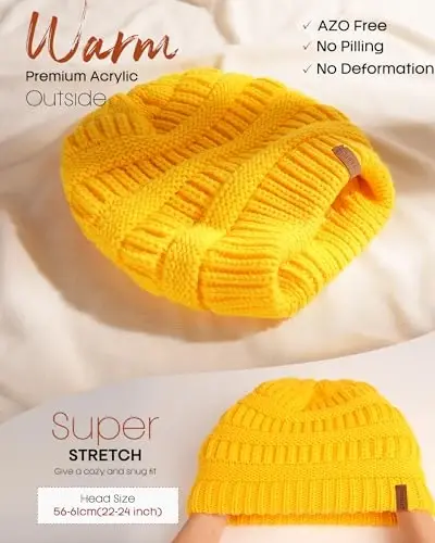 FURTALK Winter Beanie Hat for Women Satin Lined Cable Knit Chunky Slouchy Beanies Skull Warm Cap - 4