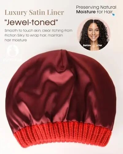 FURTALK Winter Beanie Hat for Women Satin Lined Cable Knit Chunky Slouchy Beanies Skull Warm Cap - FURTALK (1)