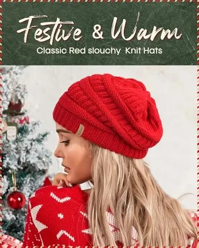 FURTALK Winter Beanie Hat for Women Satin Lined Cable Knit Chunky Slouchy Beanies Skull Warm Cap - 3