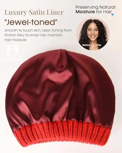 FURTALK Winter Beanie Hat for Women Satin Lined Cable Knit Chunky Slouchy Beanies Skull Warm Cap - FURTALK (1)