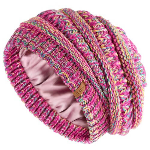 FURTALK Winter Beanie Hat for Women Satin Lined Knit Beanie Slouchy Winter Hats Multicolor - 1